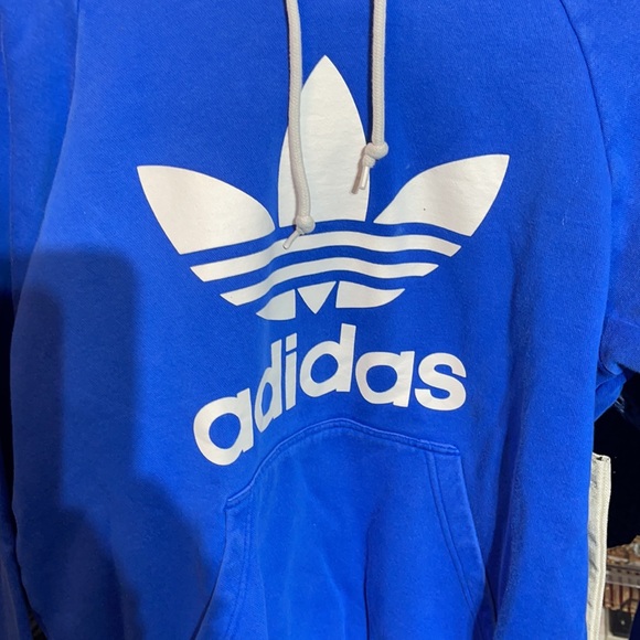 Adidas blue and white logo hoodie sweatshirt large - Picture 3 of 3